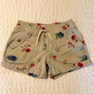 Gap Kids Floral Shorts, Beige with Pink & Blue Flowers, Sz Medium, Great Condit